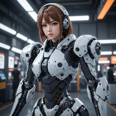 cyborg girl cyberpunk 3d anime manga, robot armor, sci-fi fantasy character concept, ai generated im