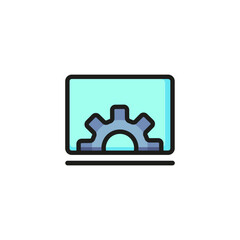 Sticker - Laptop settings line icon. Software, screen, computer. Interface concept. Vector illustration can be used for topics like service, update, menu