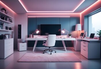 minimalist interior design style futuristic home office sleek furniture state of the art technology