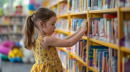 Poster - The child picking books