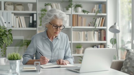 Canvas Print - The elderly woman working