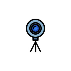 Sticker - Panoramic camera line icon. Video, photo, device, tripod. Virtual reality concept. Can be used for topics like virtual tour, electronic equipment, 3d technology