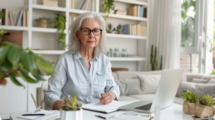 Poster - The woman working at desk