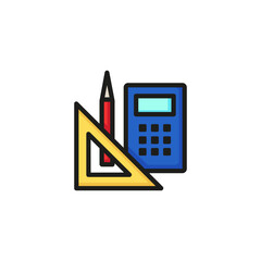 Canvas Print - School supplies line icon. Homework, college, accessory. Stationary concept. Vector illustration can be used for topics like education, office, college