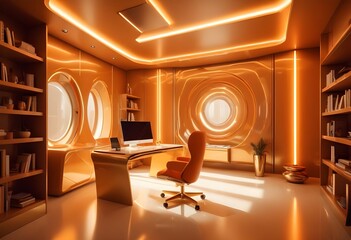 minimalist interior design style futuristic home office sleek furniture state of the art technology