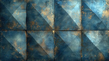 Wall Mural - blue and gold geometric shapes abstract color background