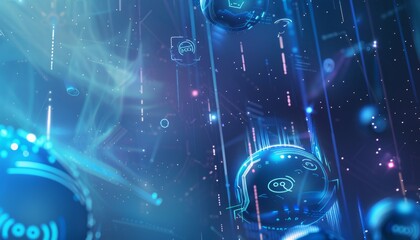 Wall Mural - a futuristic sleek background for an ai-based chatbot mobile application feature graphic