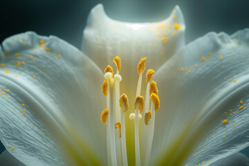 macro shot of the stamens inside a flower