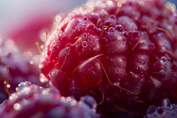 macro shot of the surface of a raspberry