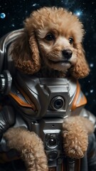 Wall Mural - cute poodle puppy dog in outerspace