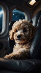 Wall Mural - cute poodle puppy dog in outerspace