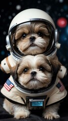 Wall Mural - cute shihtzu puppy dog in outerspace