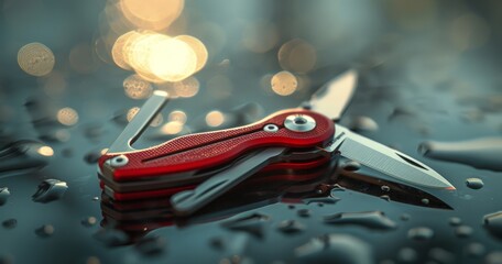 Red Knife on a Reflection