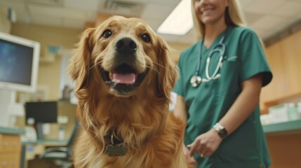 Wall Mural - The Golden Retriever at Vet