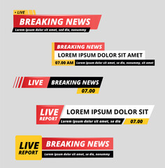 Breaking news set banner isolated. Vector stock