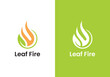 © priyo - fire leaf logo design, energy flame droplet line art style symbol icon template