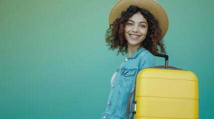 Poster - The woman with yellow suitcase