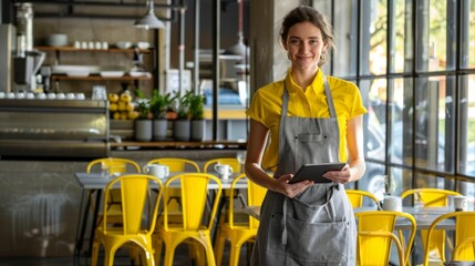 Canvas Print - The waitress with tablet