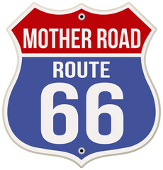 Mother Road Route Sign. Retro style vector illustration