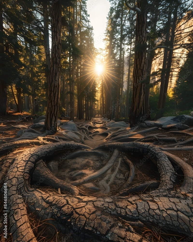 Intertwined Tree Roots Forming Organic Rings in the Majestic Yosemite ...