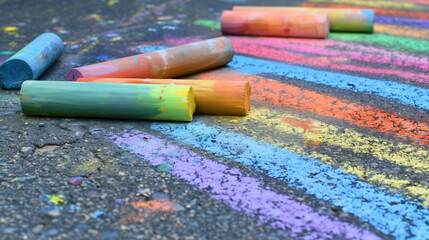 Wall Mural - rainbow colorful paint on the ground