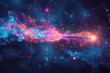 Wall Mural - a colorful explosion of light and smoke in the sky