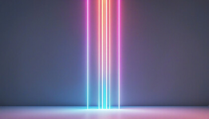 Wall Mural - Three-dimensional neon cloud lines create a futuristic and minimalist abstract wallpaper with a magical glow