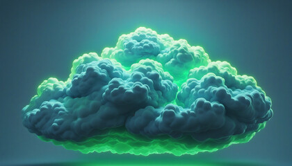 Wall Mural - Three-dimensional cloud formation illuminated with neon glow in a surreal sky