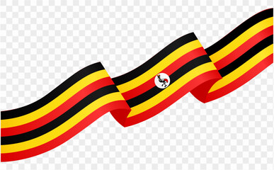 Uganda  flag wave isolated on png or transparent background vector illustration.