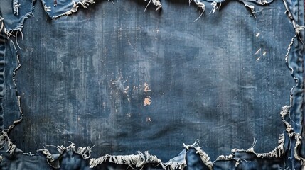 Wall Mural - Frame of denim jeans fabric with ripped details. Jeans banner background