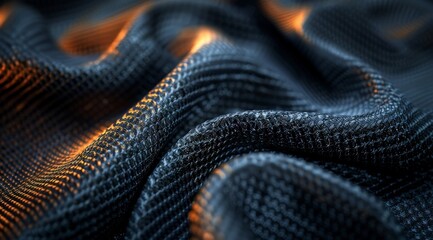 The close up shows the intricate details of a black mesh fabric.