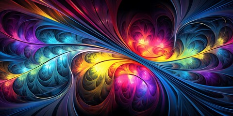Wall Mural - a colorful fractal image featuring a flower, a leaf, and a stem arranged in a circular pattern