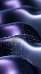 Wall Mural - abstract background with dark purple waves and white dots, 3d style illustration of a wavy surface w