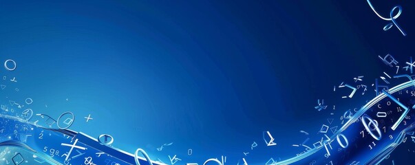 Abstract blue background with digital numbers and wave patterns
