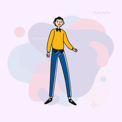 Wall Mural - male office employee. positive worker in casual wear, student, developer flat vector illustration. p