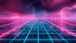 © Best Designs - Futuristic neon grid, bright cyan and magenta, retro tech design