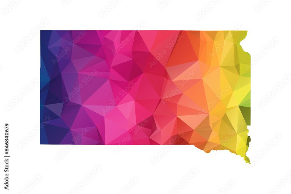 Abstract Polygon Map - Vector illustration Low Poly Color Rainbow South ...