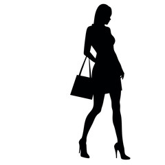 Wall Mural - A shopping woman holding a bag standing pose victor silhouette 