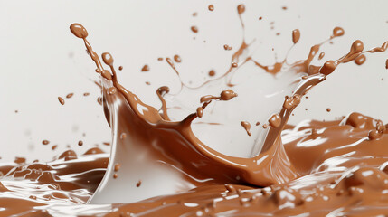 Wall Mural - Creamy Chocolate Milk Splash with Clipping Path - 3D Rendered Stock Illustration