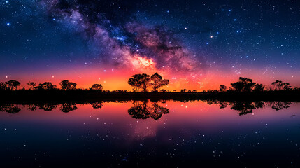Wall Mural - a beautiful night sky with a large milky way