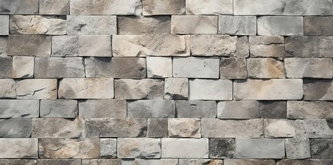 Canvas Print - stone tile texture on a wall a row of stone tiles arranged in a row from left to right, with a metal pole in the foreground and a brick wall in the background