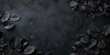 © Anastasiia - Black frame with delicate leaves on dark background suitable for somber themes. Concept Dark Aesthetics, Minimalist Design, Decorative Leaves, Black Frame, Somber Themes