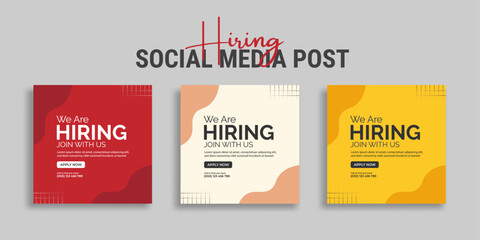 Wall Mural - We are hiring job vacancy social media post or square web banner template vector design	