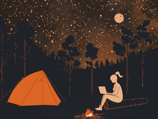 Wall Mural - digital nomad camping