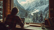 © Elvina - digital nomad working remotely in mountain cabin