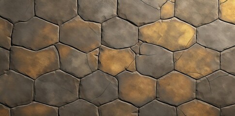 Wall Mural - floor texture seamless pattern of a stone wall featuring square and gray stones, with a brown wall in the background