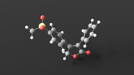 Wall Mural - rofecoxib molecule 3d, molecular structure, ball and stick model, structural chemical formula anti-inflammatory drug