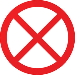 Wall Mural - Red prohibition cross  road sign vector