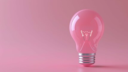 Wall Mural - A pink light bulb is lit up on a pink background