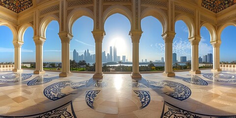 Qasr Al Hosn in Abu Dhabi UAE skyline panoramic view
